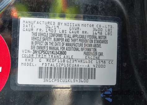 2019 Nissan Kicks Sv from USA, damaged, VIN 3N1CP5CU1KL543600